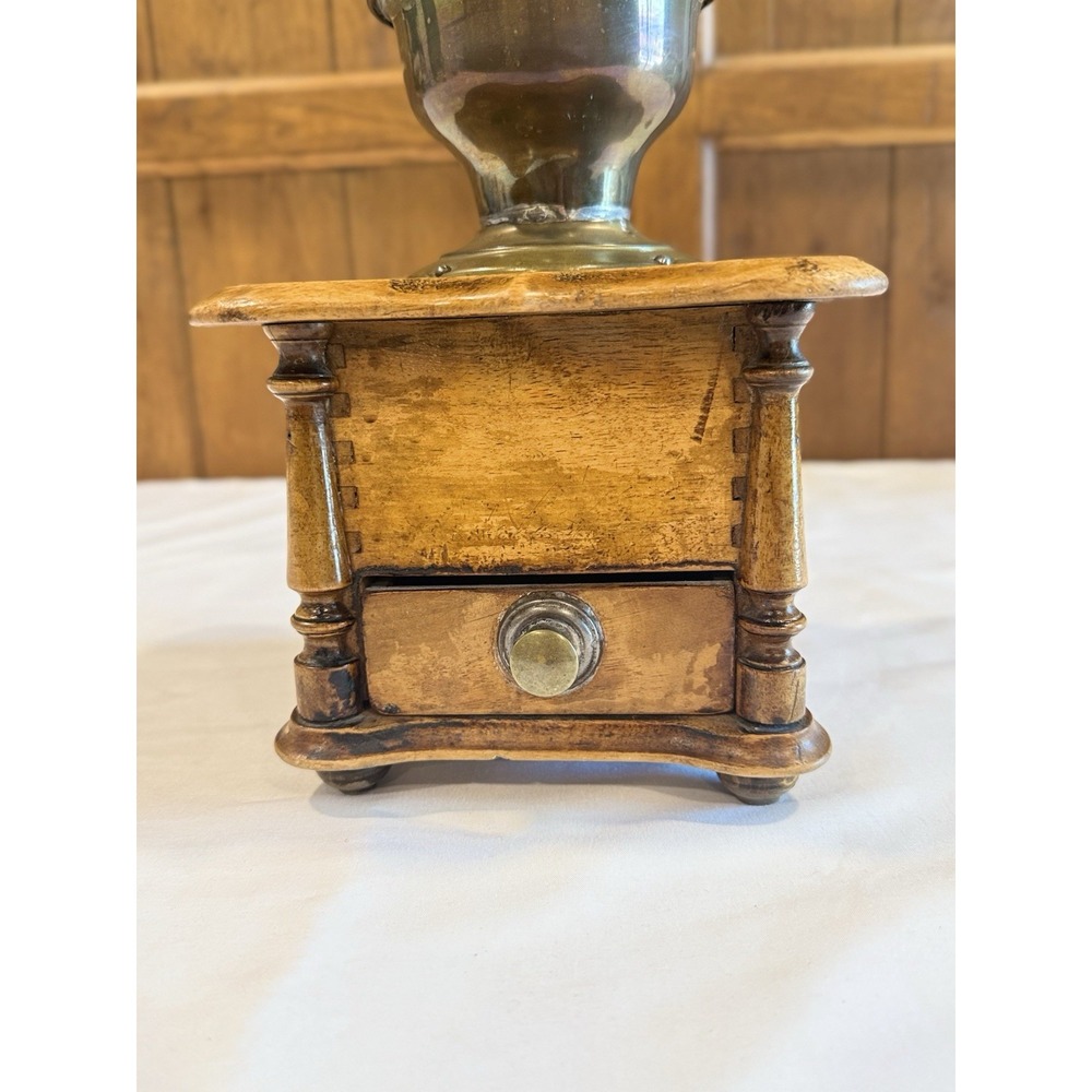 VTG Wood Dovetail Corners Coffee Grinder Hand Crank Mill Farmhouse Kitchen Decor - Picture 2 of 13